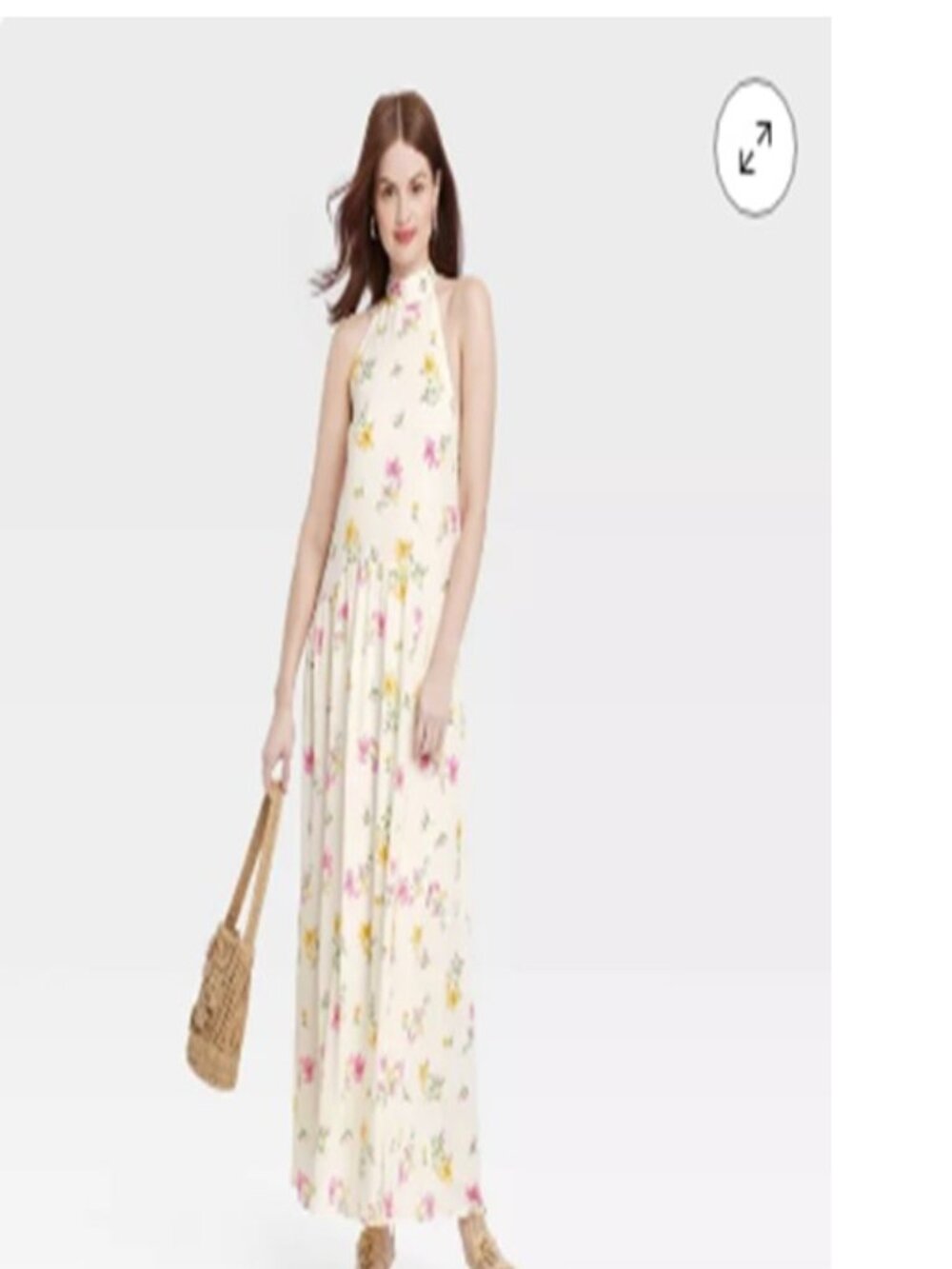 A New Day Floral Back Out Halter Summer Outdoor Event Maxi Dress Size Large NWT